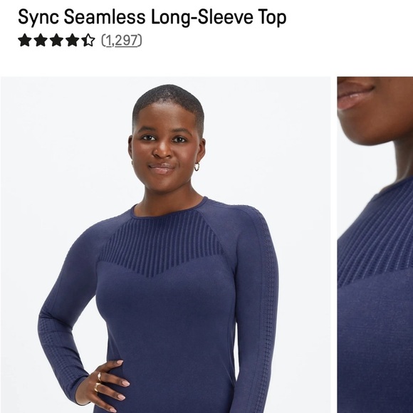 NWT Fabletics Sync Seamless Long Sleeve Top | Size S | Navy Blue - Picture 6 of 8